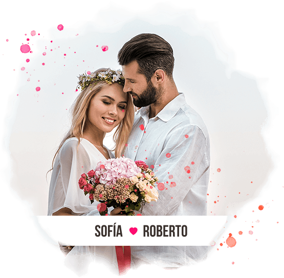 Pareja de novios en su invitación Digital
